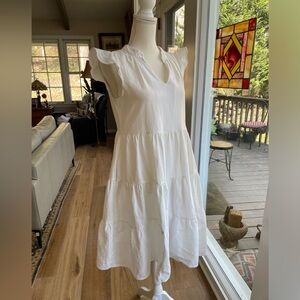 Label of Love  women's Tiered Dress – Size Small White cottage Midi 100% cotton